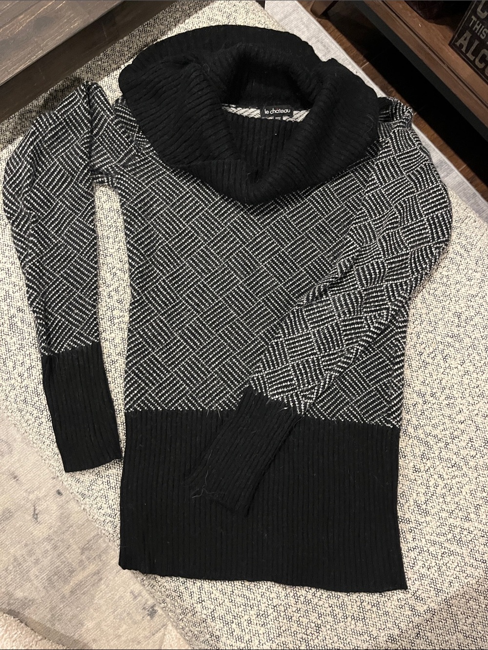le chateau Black and White Cowl Neck Sweater